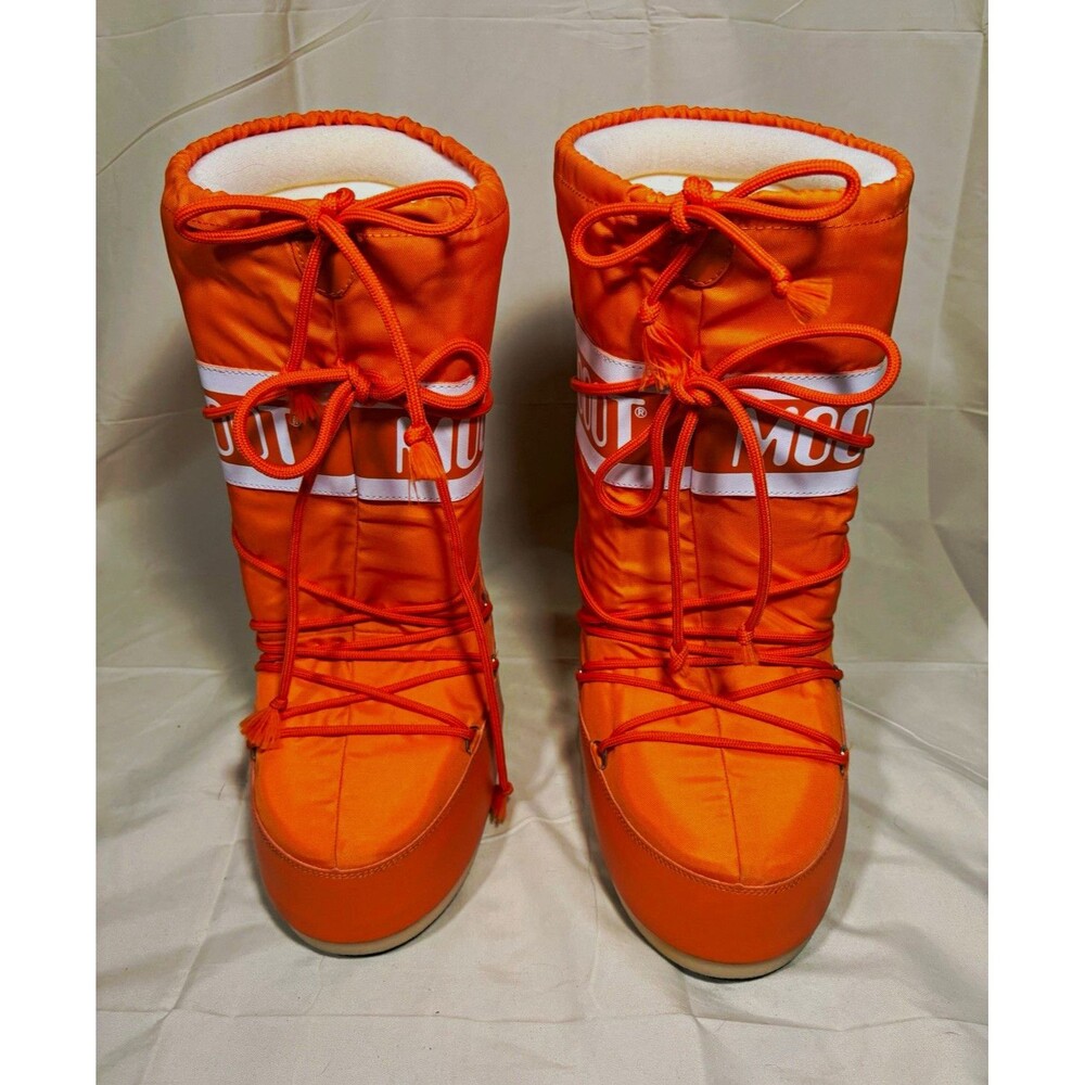 Moon Boot Rare Nylon Women’s Lace-Up Padded Mid-Calf Snow Boots US 7/8.5 Orange